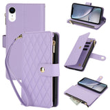 YM016 Rhombic Zipper Card Wallet Leather Phone Case with Lanyard, For iPhone 12 mini, For iPhone 11 Pro Max, For iPhone 11, For iPhone 11 Pro, For iPhone X / XS, For iPhone XR