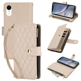 YM016 Rhombic Zipper Card Wallet Leather Phone Case with Lanyard, For iPhone 12 mini, For iPhone 11 Pro Max, For iPhone 11, For iPhone 11 Pro, For iPhone X / XS, For iPhone XR