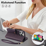 YM016 Rhombic Zipper Card Wallet Leather Phone Case with Lanyard, For iPhone 16 Pro, For iPhone 16 Plus, For iPhone 16, For iPhone 15 Pro Max, For iPhone 15 Pro, For iPhone 15 Plus