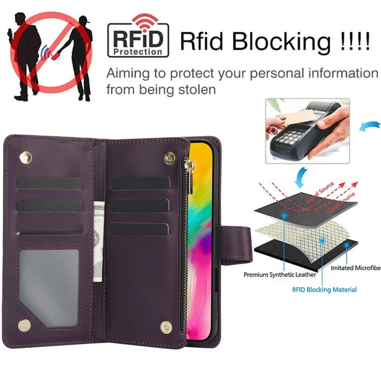 YM016 Rhombic Zipper Card Wallet Leather Phone Case with Lanyard, For iPhone 16 Pro, For iPhone 16 Plus, For iPhone 16, For iPhone 15 Pro Max, For iPhone 15 Pro, For iPhone 15 Plus