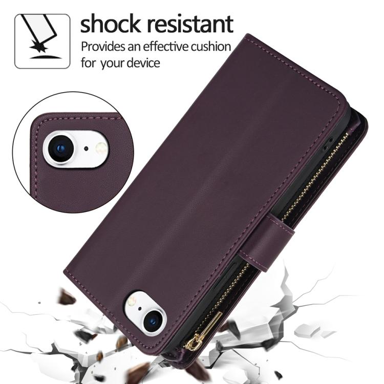 YM016 Rhombic Zipper Card Wallet Leather Phone Case with Lanyard, For iPhone 17e / 16e, For iPhone 17 Pro Max, For iPhone 17 Pro, For iPhone 17, For iPhone Air, For iPhone 16 Pro Max