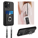 R20 Crossbody Rope Ring Card Holder Phone Case, For iPhone 17 Pro Max, For iPhone 17 Pro, For iPhone 17, For iPhone Air, For iPhone 15 Pro Max, For iPhone 15 Pro, For iPhone 15 Plus, For iPhone 15