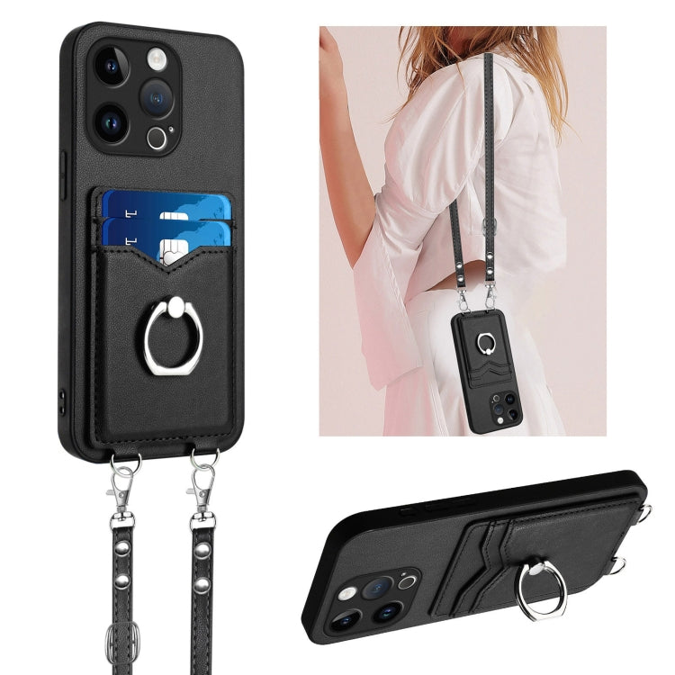 R20 Crossbody Rope Ring Card Holder Phone Case, For iPhone 17 Pro Max, For iPhone 17 Pro, For iPhone 17, For iPhone Air, For iPhone 15 Pro Max, For iPhone 15 Pro, For iPhone 15 Plus, For iPhone 15