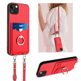 R20 Crossbody Rope Ring Card Holder Phone Case, For iPhone 14 Plus, For iPhone 14, For iPhone 14 Pro, For iPhone 14 Pro Max, For iPhone SE 2022 / SE 2020 / 8, For iPhone 13 Pro Max, For iPhone 13 Pro, For iPhone 13