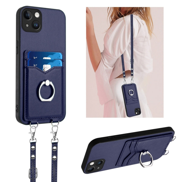R20 Crossbody Rope Ring Card Holder Phone Case, For iPhone 14 Plus, For iPhone 14, For iPhone 14 Pro, For iPhone 14 Pro Max, For iPhone SE 2022 / SE 2020 / 8, For iPhone 13 Pro Max, For iPhone 13 Pro, For iPhone 13