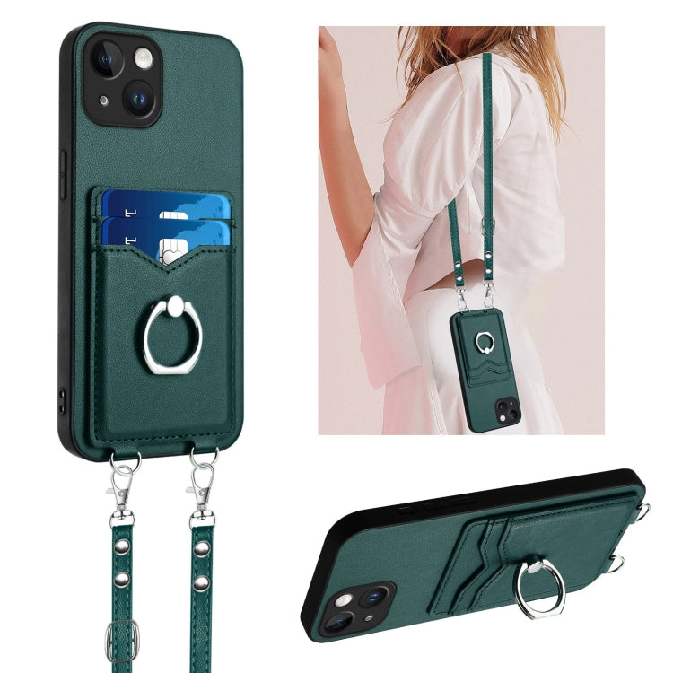 R20 Crossbody Rope Ring Card Holder Phone Case, For iPhone 14 Plus, For iPhone 14, For iPhone 14 Pro, For iPhone 14 Pro Max, For iPhone SE 2022 / SE 2020 / 8, For iPhone 13 Pro Max, For iPhone 13 Pro, For iPhone 13
