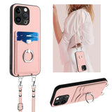 R20 Crossbody Rope Ring Card Holder Phone Case, For iPhone 14 Plus, For iPhone 14, For iPhone 14 Pro, For iPhone 14 Pro Max, For iPhone SE 2022 / SE 2020 / 8, For iPhone 13 Pro Max, For iPhone 13 Pro, For iPhone 13