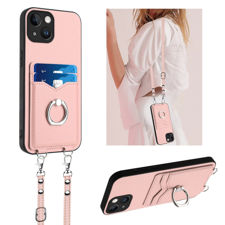 R20 Crossbody Rope Ring Card Holder Phone Case, For iPhone 14 Plus, For iPhone 14, For iPhone 14 Pro, For iPhone 14 Pro Max, For iPhone SE 2022 / SE 2020 / 8, For iPhone 13 Pro Max, For iPhone 13 Pro, For iPhone 13