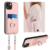 R20 Crossbody Rope Ring Card Holder Phone Case, For iPhone 14 Plus, For iPhone 14, For iPhone 14 Pro, For iPhone 14 Pro Max, For iPhone SE 2022 / SE 2020 / 8, For iPhone 13 Pro Max, For iPhone 13 Pro, For iPhone 13