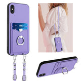 R20 Crossbody Rope Ring Card Holder Phone Case, For iPhone XS / X, For iPhone XR, For iPhone XS Max, For iPhone 8 Plus / 7 Plus
