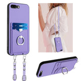 R20 Crossbody Rope Ring Card Holder Phone Case, For iPhone XS / X, For iPhone XR, For iPhone XS Max, For iPhone 8 Plus / 7 Plus