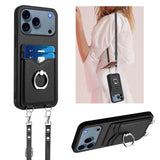 R20 Crossbody Rope Ring Card Holder Phone Case, For iPhone 17 Pro Max, For iPhone 17 Pro, For iPhone 17, For iPhone Air, For iPhone 15 Pro Max, For iPhone 15 Pro, For iPhone 15 Plus, For iPhone 15