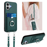 R20 Crossbody Rope Ring Card Holder Phone Case, For iPhone 17 Pro Max, For iPhone 17 Pro, For iPhone 17, For iPhone Air, For iPhone 15 Pro Max, For iPhone 15 Pro, For iPhone 15 Plus, For iPhone 15