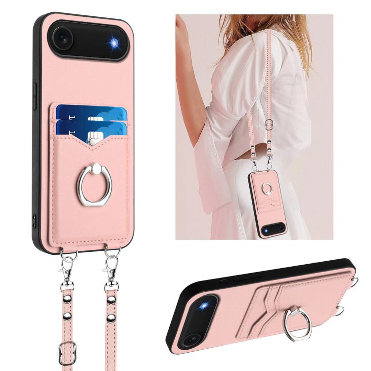 R20 Crossbody Rope Ring Card Holder Phone Case, For iPhone 17 Pro Max, For iPhone 17 Pro, For iPhone 17, For iPhone Air, For iPhone 15 Pro Max, For iPhone 15 Pro, For iPhone 15 Plus, For iPhone 15
