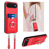 R20 Crossbody Rope Ring Card Holder Phone Case, For iPhone 17 Pro Max, For iPhone 17 Pro, For iPhone 17, For iPhone Air, For iPhone 15 Pro Max, For iPhone 15 Pro, For iPhone 15 Plus, For iPhone 15