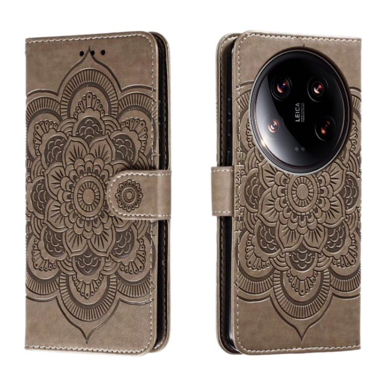 Sun Mandala Embossing Pattern Phone Leather Case, For Xiaomi 14 Ultra