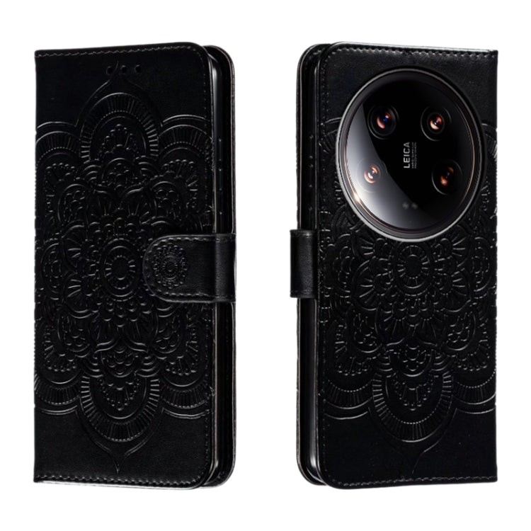 Sun Mandala Embossing Pattern Phone Leather Case, For Xiaomi 14 Ultra