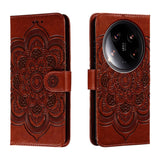 Sun Mandala Embossing Pattern Phone Leather Case, For Xiaomi 14 Ultra