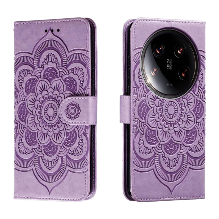 Sun Mandala Embossing Pattern Phone Leather Case, For Xiaomi 14 Ultra