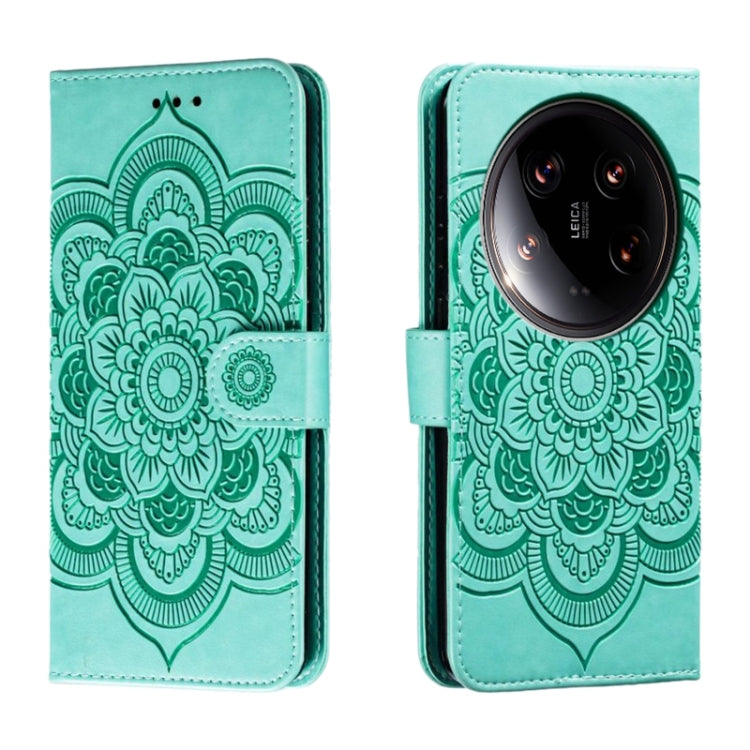 Sun Mandala Embossing Pattern Phone Leather Case, For Xiaomi 14 Ultra