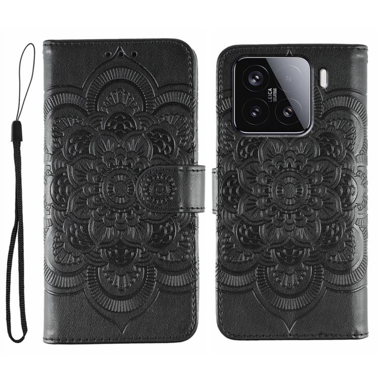 Sun Mandala Embossing Pattern Phone Leather Case, For Xiaomi 15 Ultra, For Xiaomi Poco X7 Pro, For Xiaomi 15 Pro, For Xiaomi 15, For Xiaomi 14T Pro, For Xiaomi 14T