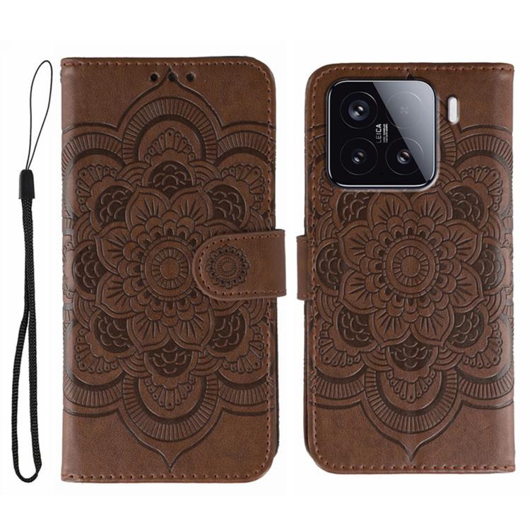 Sun Mandala Embossing Pattern Phone Leather Case, For Xiaomi 15 Ultra, For Xiaomi Poco X7 Pro, For Xiaomi 15 Pro, For Xiaomi 15, For Xiaomi 14T Pro, For Xiaomi 14T