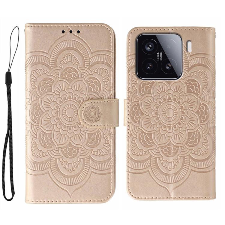 Sun Mandala Embossing Pattern Phone Leather Case, For Xiaomi 15 Ultra, For Xiaomi Poco X7 Pro, For Xiaomi 15 Pro, For Xiaomi 15, For Xiaomi 14T Pro, For Xiaomi 14T