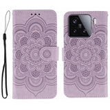 Sun Mandala Embossing Pattern Phone Leather Case, For Xiaomi 15 Ultra, For Xiaomi Poco X7 Pro, For Xiaomi 15 Pro, For Xiaomi 15, For Xiaomi 14T Pro, For Xiaomi 14T