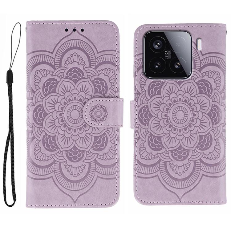 Sun Mandala Embossing Pattern Phone Leather Case, For Xiaomi 15 Ultra, For Xiaomi Poco X7 Pro, For Xiaomi 15 Pro, For Xiaomi 15, For Xiaomi 14T Pro, For Xiaomi 14T