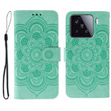 Sun Mandala Embossing Pattern Phone Leather Case, For Xiaomi 15 Ultra, For Xiaomi Poco X7 Pro, For Xiaomi 15 Pro, For Xiaomi 15, For Xiaomi 14T Pro, For Xiaomi 14T