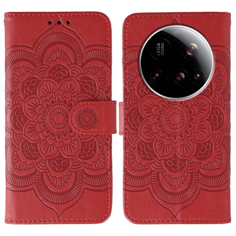 Sun Mandala Embossing Pattern Phone Leather Case, For Xiaomi 15 Ultra, For Xiaomi Poco X7 Pro, For Xiaomi 15 Pro, For Xiaomi 15, For Xiaomi 14T Pro, For Xiaomi 14T