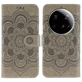 Sun Mandala Embossing Pattern Phone Leather Case, For Xiaomi 15 Ultra, For Xiaomi Poco X7 Pro, For Xiaomi 15 Pro, For Xiaomi 15, For Xiaomi 14T Pro, For Xiaomi 14T