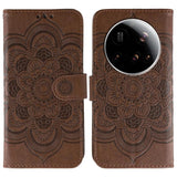 Sun Mandala Embossing Pattern Phone Leather Case, For Xiaomi 15 Ultra, For Xiaomi Poco X7 Pro, For Xiaomi 15 Pro, For Xiaomi 15, For Xiaomi 14T Pro, For Xiaomi 14T
