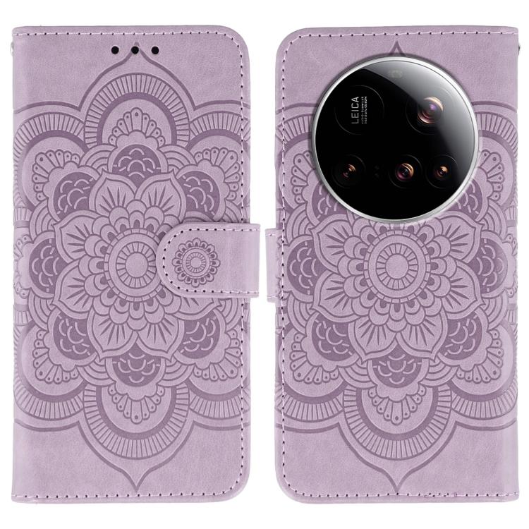Sun Mandala Embossing Pattern Phone Leather Case, For Xiaomi 15 Ultra, For Xiaomi Poco X7 Pro, For Xiaomi 15 Pro, For Xiaomi 15, For Xiaomi 14T Pro, For Xiaomi 14T