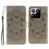 Sun Mandala Embossing Pattern Phone Leather Case, For Xiaomi 15 Ultra, For Xiaomi Poco X7 Pro, For Xiaomi 15 Pro, For Xiaomi 15, For Xiaomi 14T Pro, For Xiaomi 14T