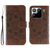 Sun Mandala Embossing Pattern Phone Leather Case, For Xiaomi 15 Ultra, For Xiaomi Poco X7 Pro, For Xiaomi 15 Pro, For Xiaomi 15, For Xiaomi 14T Pro, For Xiaomi 14T