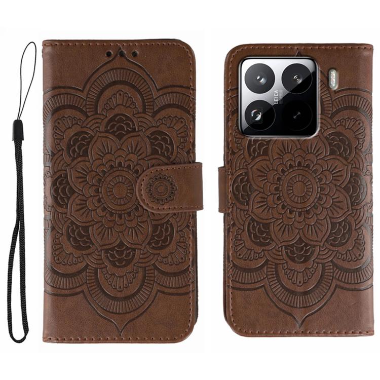 Sun Mandala Embossing Pattern Phone Leather Case, For Xiaomi 15 Ultra, For Xiaomi Poco X7 Pro, For Xiaomi 15 Pro, For Xiaomi 15, For Xiaomi 14T Pro, For Xiaomi 14T