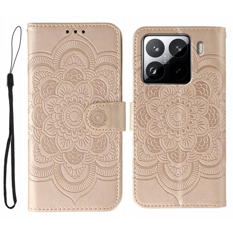 Sun Mandala Embossing Pattern Phone Leather Case, For Xiaomi 15 Ultra, For Xiaomi Poco X7 Pro, For Xiaomi 15 Pro, For Xiaomi 15, For Xiaomi 14T Pro, For Xiaomi 14T