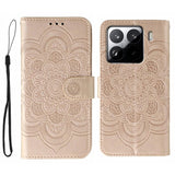 Sun Mandala Embossing Pattern Phone Leather Case, For Xiaomi 15 Ultra, For Xiaomi Poco X7 Pro, For Xiaomi 15 Pro, For Xiaomi 15, For Xiaomi 14T Pro, For Xiaomi 14T