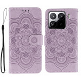 Sun Mandala Embossing Pattern Phone Leather Case, For Xiaomi 15 Ultra, For Xiaomi Poco X7 Pro, For Xiaomi 15 Pro, For Xiaomi 15, For Xiaomi 14T Pro, For Xiaomi 14T