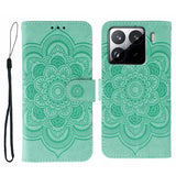 Sun Mandala Embossing Pattern Phone Leather Case, For Xiaomi 15 Ultra, For Xiaomi Poco X7 Pro, For Xiaomi 15 Pro, For Xiaomi 15, For Xiaomi 14T Pro, For Xiaomi 14T