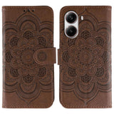 Sun Mandala Embossing Pattern Phone Leather Case, For Xiaomi 15 Ultra, For Xiaomi Poco X7 Pro, For Xiaomi 15 Pro, For Xiaomi 15, For Xiaomi 14T Pro, For Xiaomi 14T