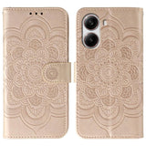 Sun Mandala Embossing Pattern Phone Leather Case, For Xiaomi 15 Ultra, For Xiaomi Poco X7 Pro, For Xiaomi 15 Pro, For Xiaomi 15, For Xiaomi 14T Pro, For Xiaomi 14T