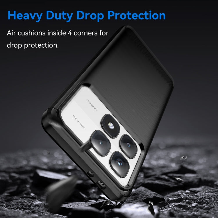 Carbon Fiber Brushed Texture TPU Phone Case, For Xiaomi 14T Pro, For Xiaomi 14 Civi, For Xiaomi Civi 4 Pro