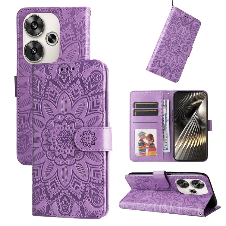 Embossed Sunflower Leather Phone Case, For Xiaomi 15T 5G, For Xiaomi 15 Ultra, For Xiaomi 15 Pro, For Xiaomi 15, For Xiaomi 14T Pro, For Xiaomi 14T, For Xiaomi Poco F6