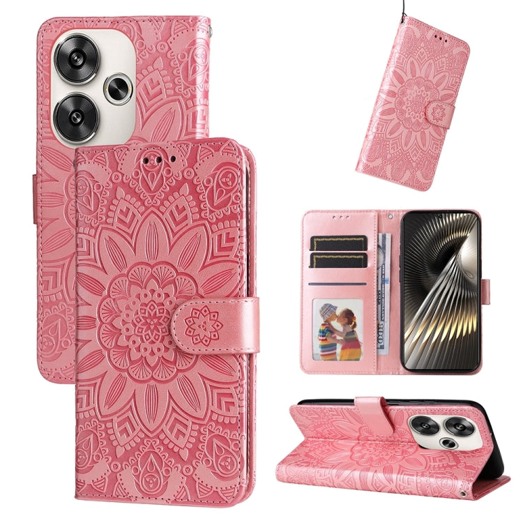 Embossed Sunflower Leather Phone Case, For Xiaomi 15T 5G, For Xiaomi 15 Ultra, For Xiaomi 15 Pro, For Xiaomi 15, For Xiaomi 14T Pro, For Xiaomi 14T, For Xiaomi Poco F6