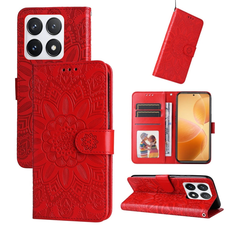 Embossed Sunflower Leather Phone Case, For Xiaomi 15T 5G, For Xiaomi 15 Ultra, For Xiaomi 15 Pro, For Xiaomi 15, For Xiaomi 14T Pro, For Xiaomi 14T, For Xiaomi Poco F6