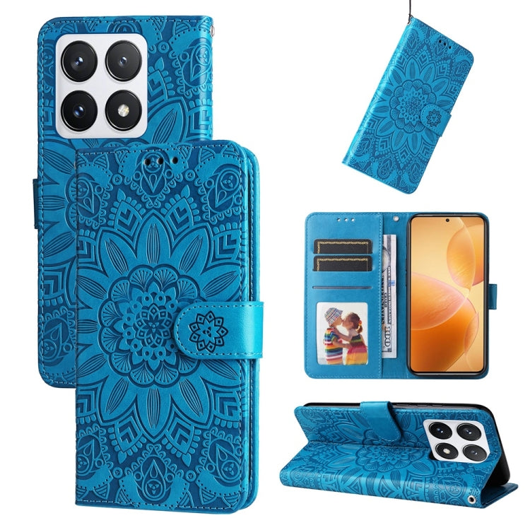 Embossed Sunflower Leather Phone Case, For Xiaomi 15T 5G, For Xiaomi 15 Ultra, For Xiaomi 15 Pro, For Xiaomi 15, For Xiaomi 14T Pro, For Xiaomi 14T, For Xiaomi Poco F6