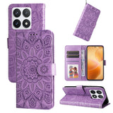 Embossed Sunflower Leather Phone Case, For Xiaomi 15T 5G, For Xiaomi 15 Ultra, For Xiaomi 15 Pro, For Xiaomi 15, For Xiaomi 14T Pro, For Xiaomi 14T, For Xiaomi Poco F6