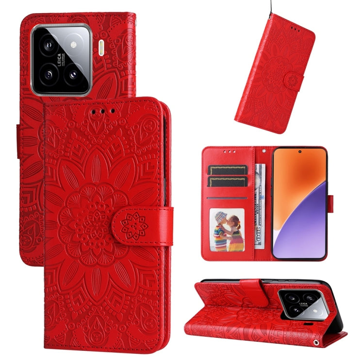 Embossed Sunflower Leather Phone Case, For Xiaomi 15T 5G, For Xiaomi 15 Ultra, For Xiaomi 15 Pro, For Xiaomi 15, For Xiaomi 14T Pro, For Xiaomi 14T, For Xiaomi Poco F6